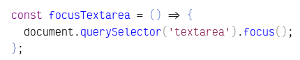 A JavaScript arrow function in an editor with traditional syntax highlighting.