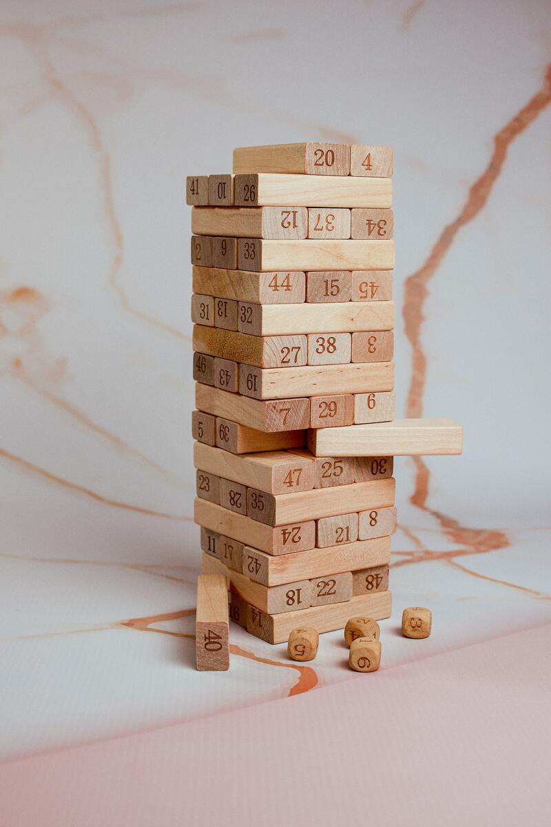 a Jenga tower